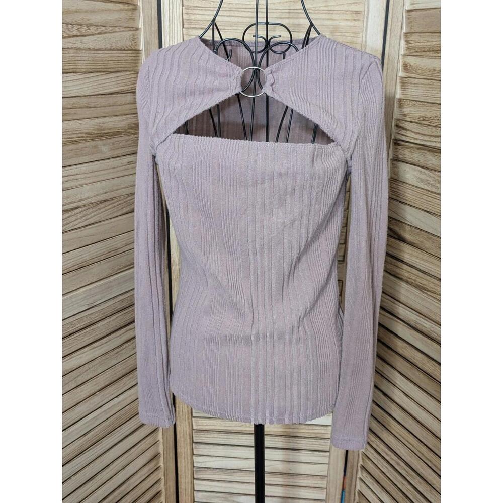 Shein Premium Cut out With Silver Ring Long Sleeve‎ Pink Size 6